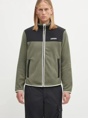 Napapijri bluza polarowa T-Dergana męska kolor zielony wzorzysta NP0A88V1G0A1