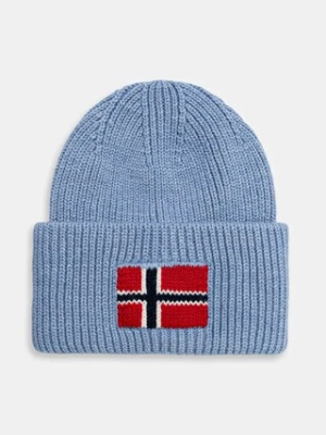 Napapijri czapka z wełną F-Evei kolor niebieski NP0A893PI841