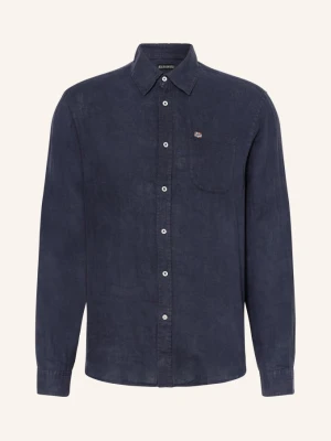Napapijri Koszula Z Lnu G-Linen Ls Regular Fit blau GRANATOWY
