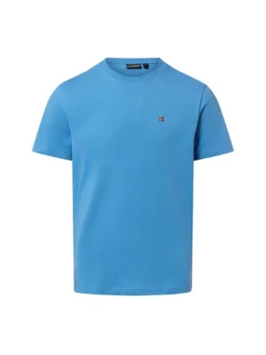 Napapijri Koszulka męska - Salis Mężczyźni Bawełna niebieski jednolity,