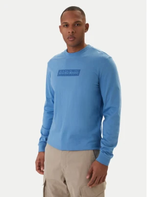 Napapijri Longsleeve S-Box Logo NP0A8BC5 Niebieski Regular Fit