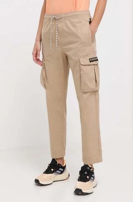 Napapijri spodnie bawełniane M-Faber kolor beżowy proste high waist NP0A4HOBN1E1