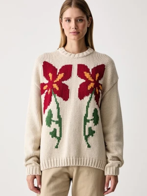 Napapijri sweter damski z bawełną Bloom beżowy