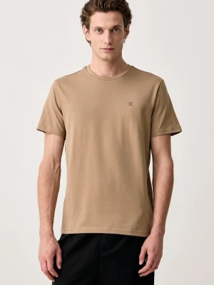 Napapijri T-shirt basic męski bawełniany Salis brązowy