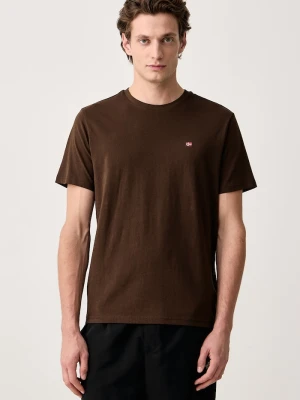 Napapijri T-shirt basic męski bawełniany Salis brązowy