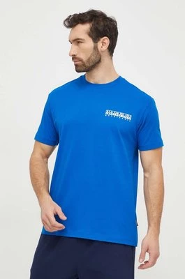 Napapijri t-shirt bawełniany S-Kotcho męski kolor niebieski z nadrukiem NP0A4HTVB2L1