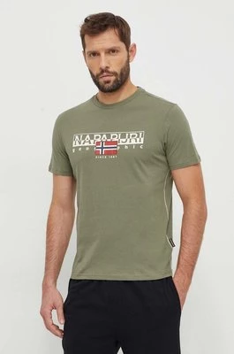Napapijri t-shirt bawełniany S-Aylmer męski kolor zielony z nadrukiem NP0A4HTOGAE1