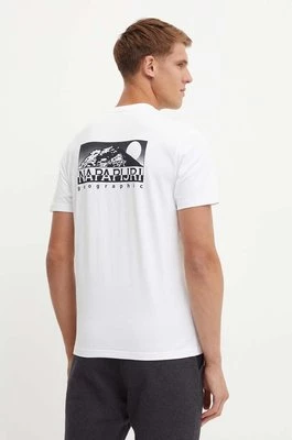 Napapijri t-shirt bawełniany S-Aleen męski kolor biały z nadrukiem NP0A4IN70021