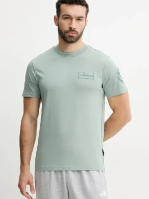 Napapijri t-shirt bawełniany S-Amundsen męski kolor zielony z aplikacją NP0A4IN8G1X1