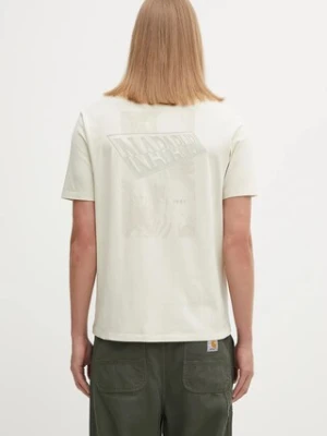 Napapijri t-shirt bawełniany S-Aren męski kolor beżowy z nadrukiem NP0A88S4N1J1