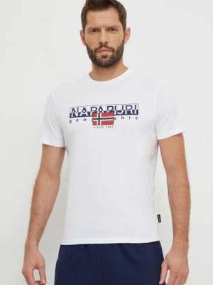Napapijri t-shirt bawełniany S-Aylmer męski kolor biały z nadrukiem NP0A4HTO0021