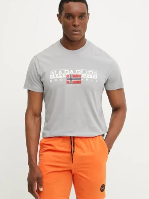 Napapijri t-shirt bawełniany S-Aylmer męski kolor szary z nadrukiem NP0A4HTOH621