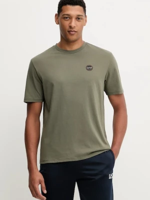 Napapijri t-shirt bawełniany S-Badge męski kolor zielony z aplikacją NP0A8949G0A1