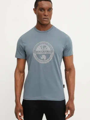 Napapijri t-shirt bawełniany S-Bollo męski kolor szary z nadrukiem NP0A4I3CG1Y1