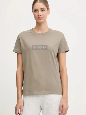 Napapijri t-shirt bawełniany S-Box damski kolor zielony NP0A4IP1N1T1