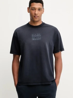 Napapijri t-shirt bawełniany S-Comel męski kolor granatowy z nadrukiem NP0A88Y91761