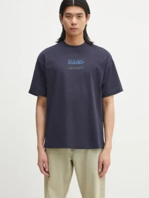 Napapijri t-shirt bawełniany S-Cortona męski kolor granatowy z nadrukiem NP0A4ILQ1761