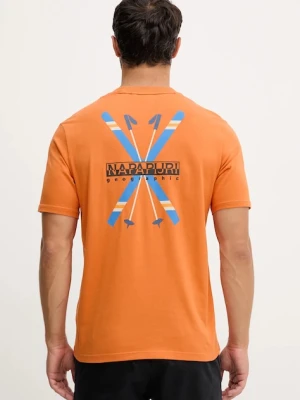 Napapijri t-shirt bawełniany S-Fiemme męski kolor pomarańczowy z nadrukiem NP0A88T5A681