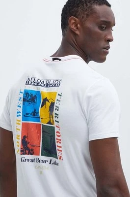 Napapijri t-shirt bawełniany S-Gras męski kolor biały z nadrukiem NP0A4HQN0021