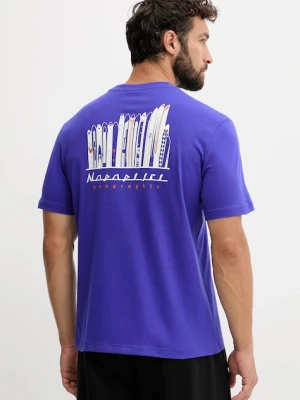 Napapijri t-shirt bawełniany S-Guide męski kolor fioletowy z nadrukiem NP0A88V6B3B1