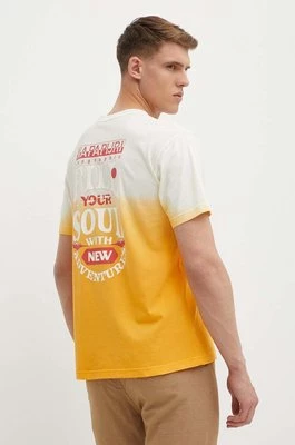 Napapijri t-shirt bawełniany S-Howard męski kolor żółty wzorzysty NP0A4HQCY1J1