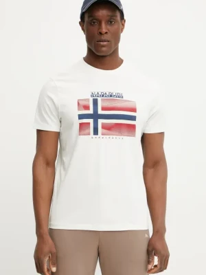 Napapijri t-shirt bawełniany S-Lari męski kolor biały z nadrukiem NP0A4IE52061