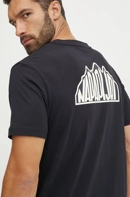 Napapijri t-shirt bawełniany S-Linth męski kolor czarny z nadrukiem NP0A4I390411