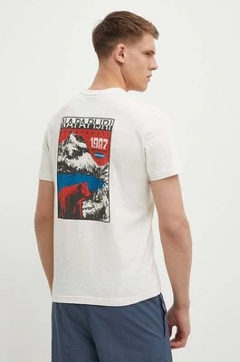 Napapijri t-shirt bawełniany S-Martre męski kolor beżowy z nadrukiem NP0A4HQBNR21