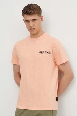 Napapijri t-shirt bawełniany S-Martre męski kolor różowy z nadrukiem NP0A4HQBP1I1