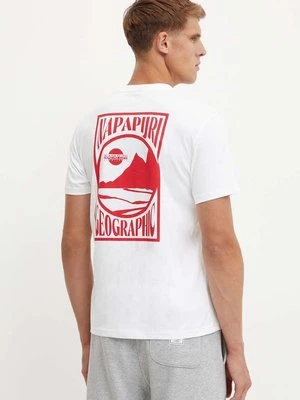 Napapijri t-shirt bawełniany S-Mele męski kolor biały z nadrukiem NP0A4IN40021