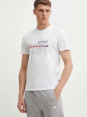 Napapijri t-shirt bawełniany S-Turin 1 męski kolor biały z nadrukiem NP0A4HQG0021