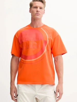 Napapijri t-shirt bawełniany S-Tusco męski kolor pomarańczowy z nadrukiem NP0A4IEEA001