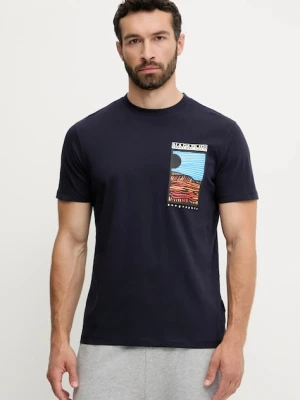 Napapijri t-shirt bawełniany S-Valdor męski kolor granatowy z nadrukiem NP0A4IE61761