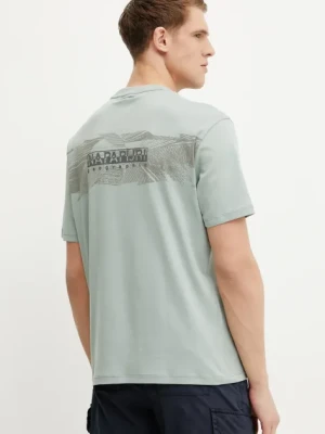 Napapijri t-shirt bawełniany S-Vanni męski kolor zielony z nadrukiem NP0A4IEDG1X1