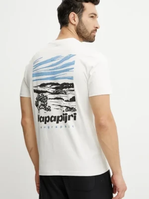 Napapijri t-shirt bawełniany S-Vignoni męski kolor beżowy z nadrukiem NP0A4ILXN1A1