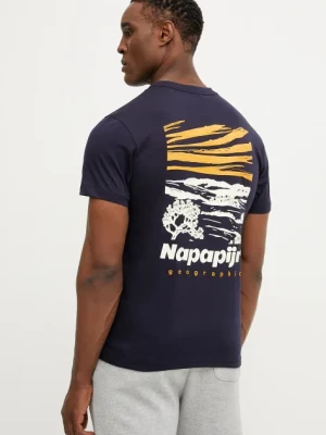 Napapijri t-shirt bawełniany S-Vignoni męski kolor granatowy z nadrukiem NP0A4ILX1761