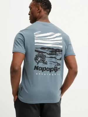 Napapijri t-shirt bawełniany S-Vignoni męski kolor niebieski z nadrukiem NP0A4ILXG1Y1