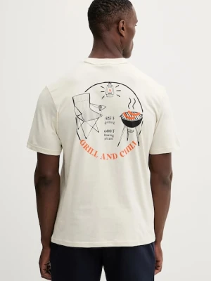 Napapijri t-shirt bawełniany S-Yukis męski kolor beżowy z nadrukiem NP0A8925N1J1