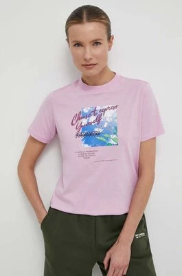 Napapijri t-shirt bawełniany S-Yukon damski kolor różowy NP0A4HOGP1J1