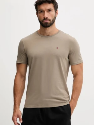 Napapijri t-shirt bawełniany Salis męski kolor brązowy gładki NP0A4H8DN1T1