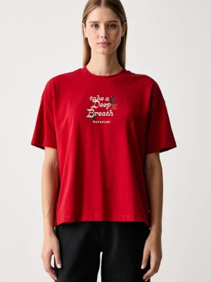Napapijri T-shirt damski bawełniany Aral czerwony