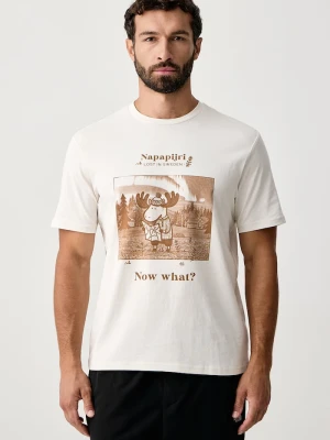 Napapijri T-shirt męski bawełniany Cabin beżowy