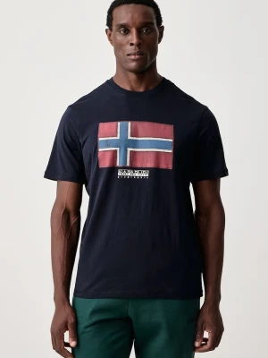 Napapijri T-shirt męski bawełniany Flag granatowy