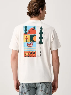 Napapijri T-shirt męski bawełniany Swhol beżowy