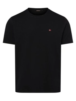 Napapijri T-shirt męski Mężczyźni Bawełna czarny jednolity,