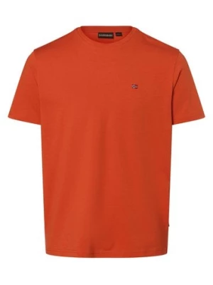 Napapijri T-shirt męski Mężczyźni Bawełna pomarańczowy jednolity,