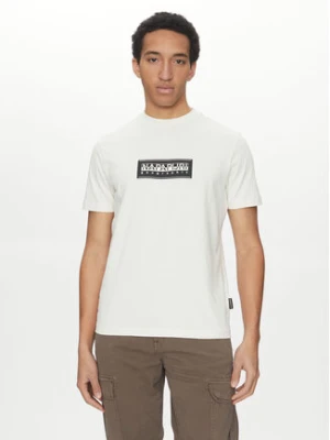 Napapijri T-Shirt S-box Logo NP0A4I3L Écru Regular Fit