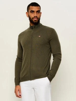 Napapijri Wełniany sweter Damavand Fz 3 | Slim Fit oliwkowy