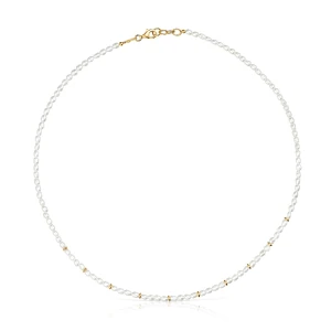 Naszyjnik Choker Wykonany Ze Srebra Pokrytego 18-Karatowym Złotem, Z Perłami Hodowanymi, Z Kolekcji Gloss - Tous Rozmiar