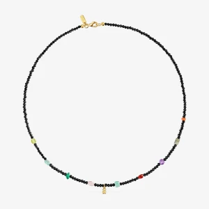 Naszyjnik Choker Ze Srebra Pokrytego 18-Karatowym Złotem, Z Onyksem I Kamieniami Szlachetnymi Bold Bear - Tous Rozmiar